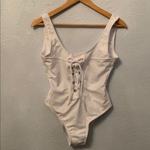 White Lace-Up One Piece
